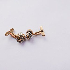 SWANK TWO TONE GOLD AND SILVER SIMPLE KNOT CUFFLINKS